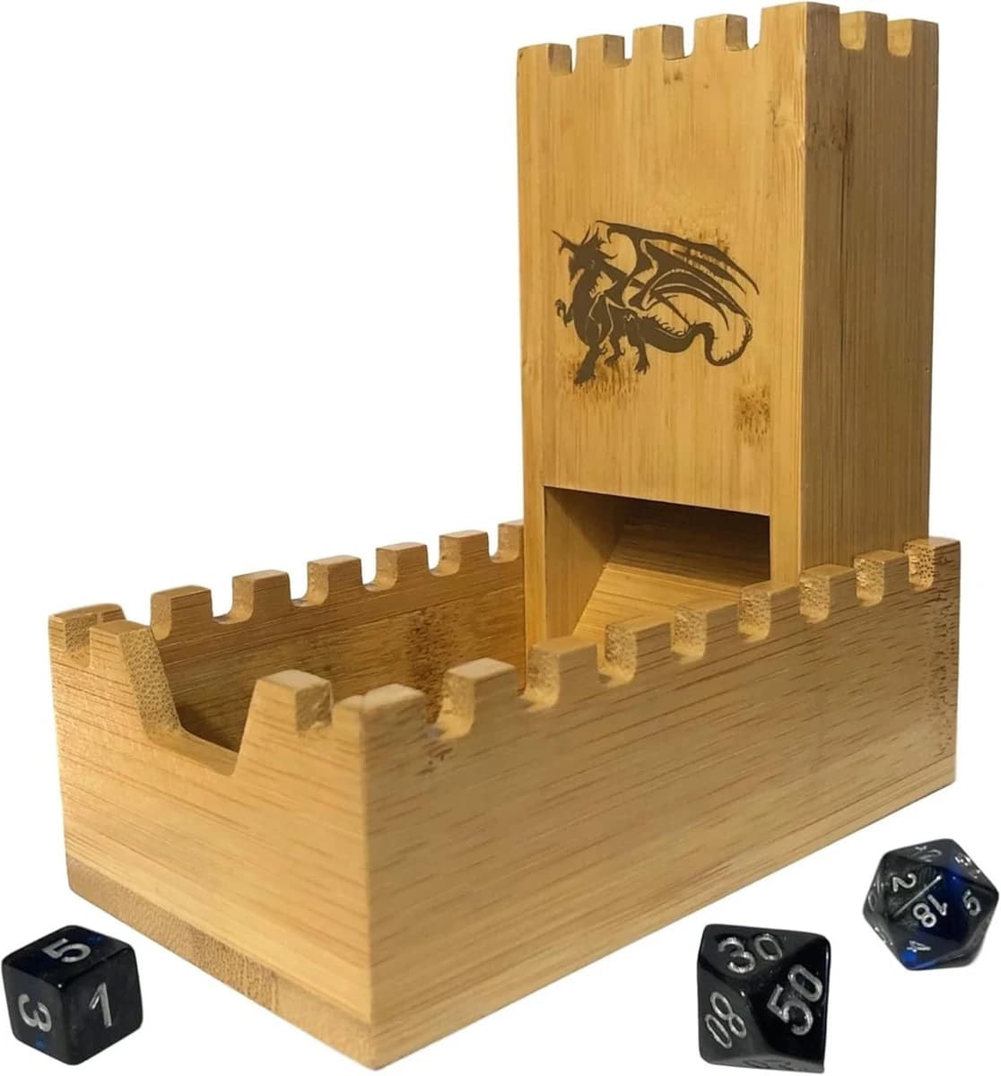 Bamboo Dice Tower with Tray