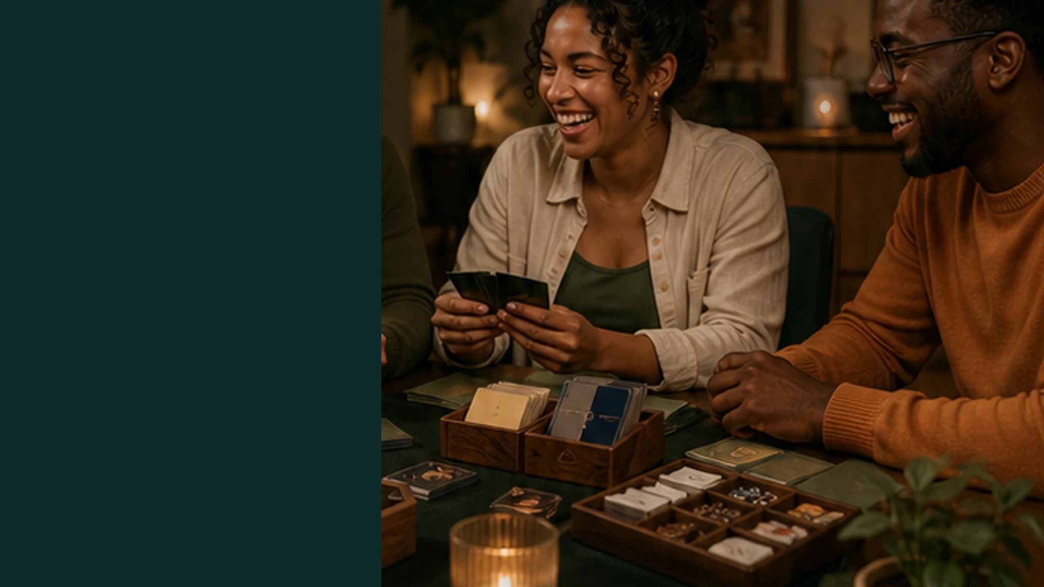 Friends enjoying a tabletop game night